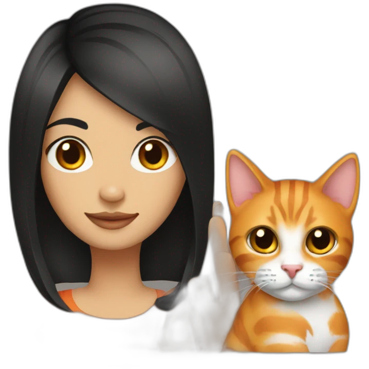 women-medium-bob-black-hair-with-orange-cat-in-her-hand emoji