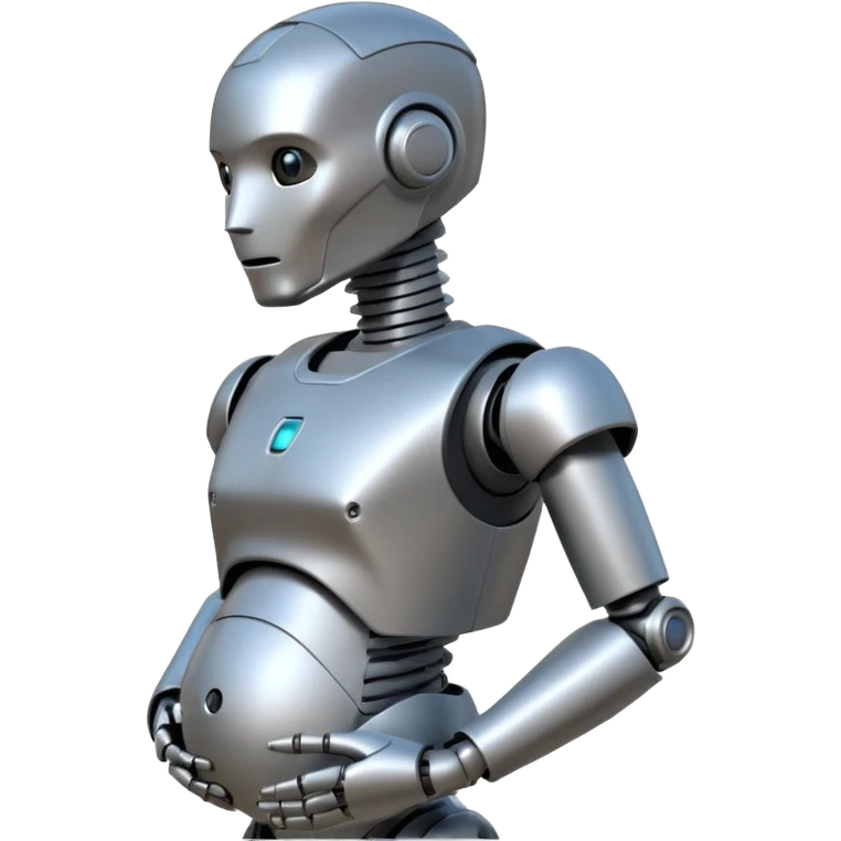 Pregnant male robot emoji. Profile view. Facing left. Square head. 2d. Animated style- not CGI. emoji