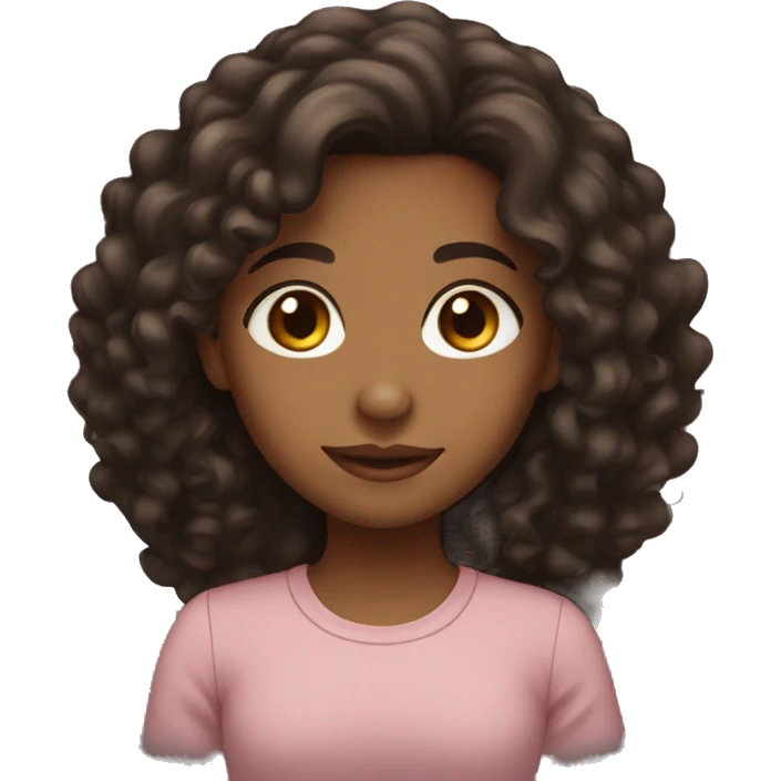 brown girl with long dark curly hair emoji
