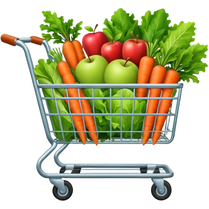 shopping cart full of healthy food emoji