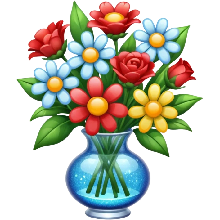 a bouquet of flowers but the flowers are all clear and made of glass and shiny and sparkly  emoji