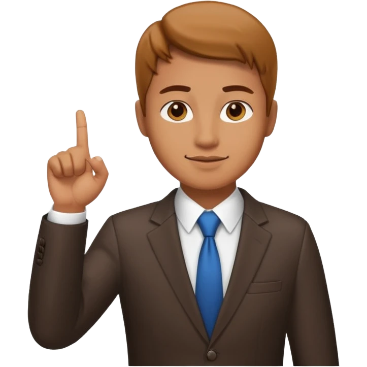 business client raising his hand with one finger only to say that he wants to make a request emoji