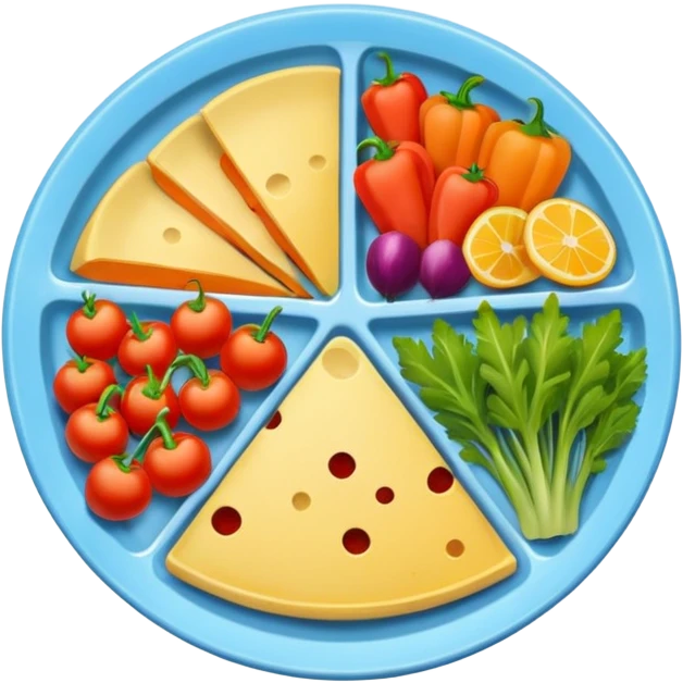 prato de comida dividido com legumes emoji