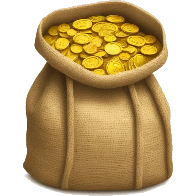 old open jute bag full of coins emoji