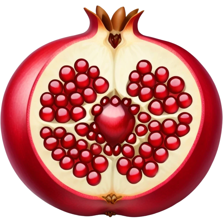 cut-open pomegranate showing the shiny, ruby-red seeds inside emoji
