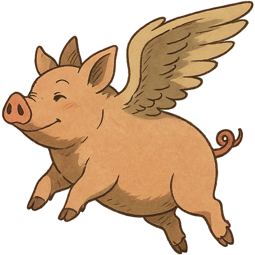 ghibli style flying pig with wings emoji