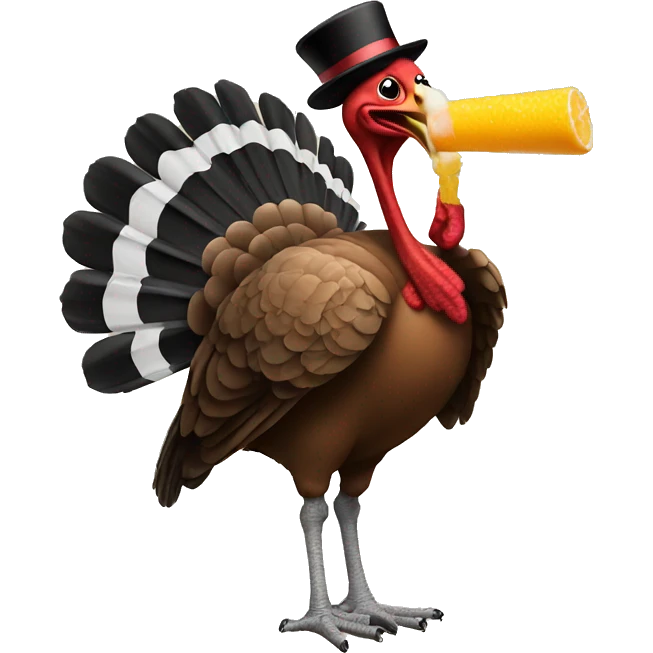 turkey smoking a cigarette and drinking a mimosa emoji