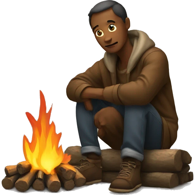 poor man sitting by fire emoji