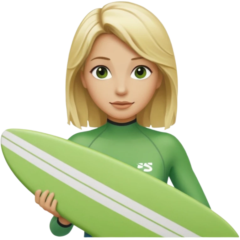 blonde hair green skin woman with surfboard emoji