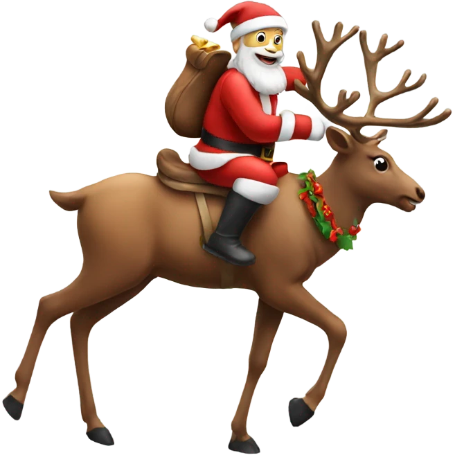 Santa on a reindeer emoji