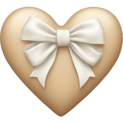 Beige heart with white bow emoji