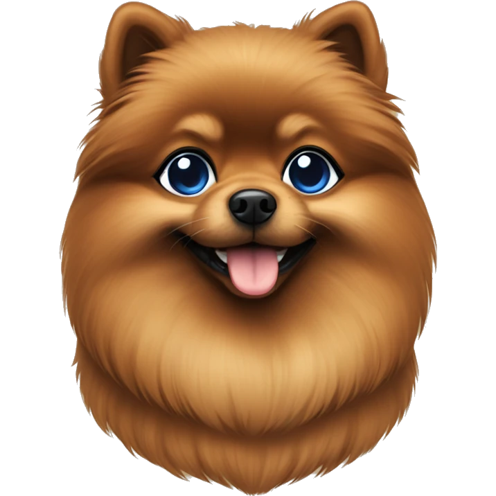 a cute brown pomerian with blue bows emoji