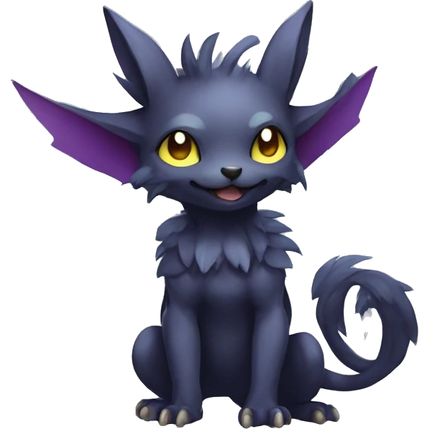 Cute cool fantasy dark-themed animal hybrid Fakemon full body emoji