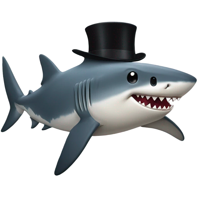 Shark with a top hat emoji