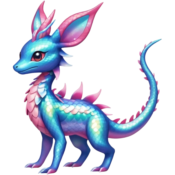 Colorful Shiny Exotic Amaura-Salandit-Aurorus-Sylveon-Fakémon-hybrid-creature (full body)  emoji