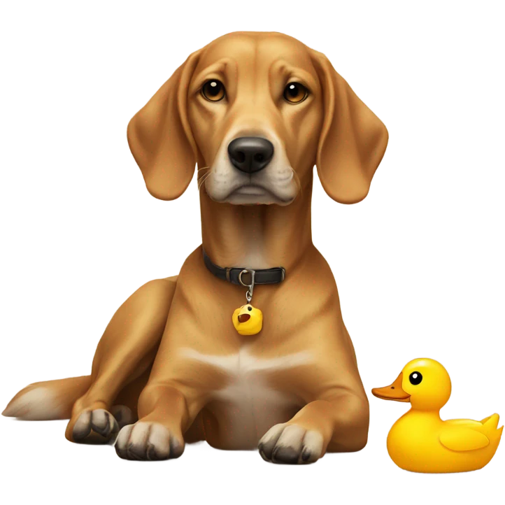Dog laying on duck emoji