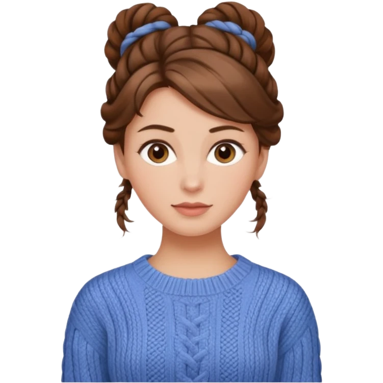 Mujer, pelo castaño, recogido, guapa, jersey invierno emoji