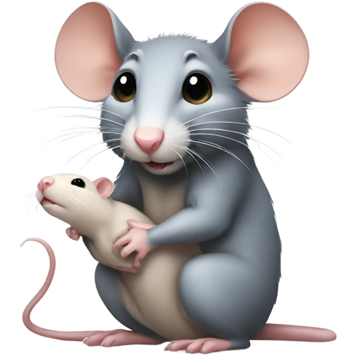 Rat holding a baby rat emoji
