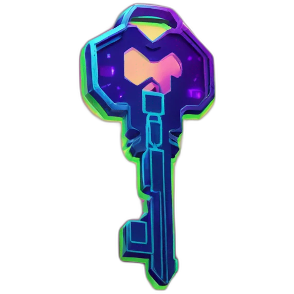 Keys in a cyberpunk environment with neon lighting. emoji
