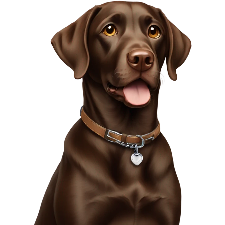 realistic dog portrait with collar as a puppy  chocolate lab  emoji