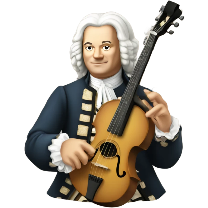 Johann Sebastian Bach cartoon holding banjo emoji