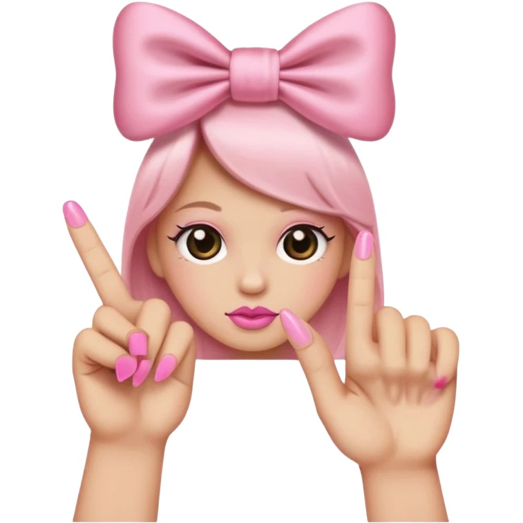 Pink bow middle finger  emoji