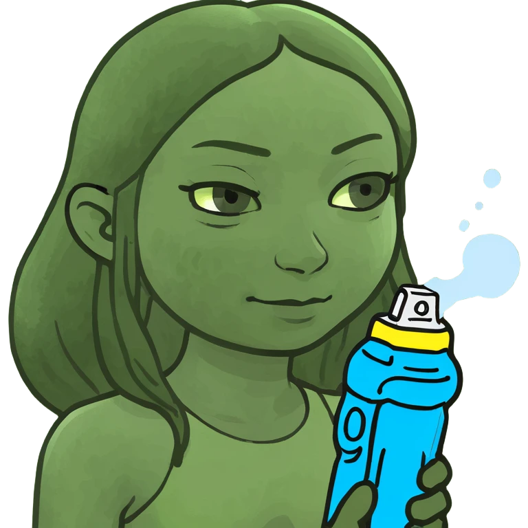 Girl meditating with a water gun in hand emoji