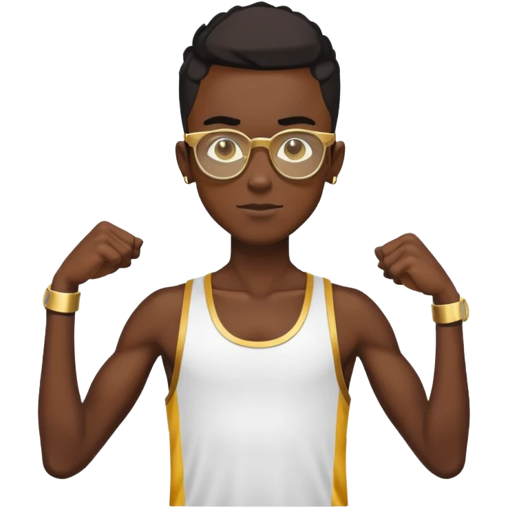 skinny black boy athlete in stringer with gold glasses emoji