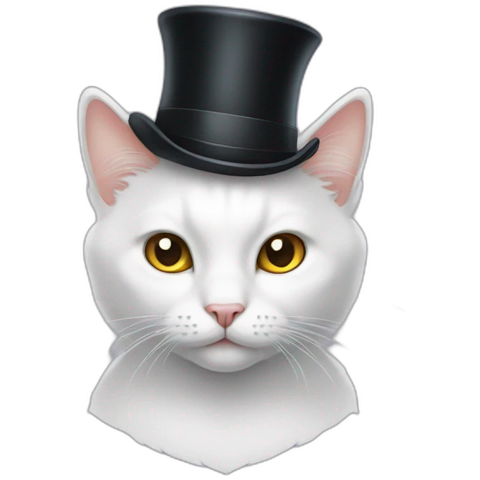 white cat with a top hat emoji