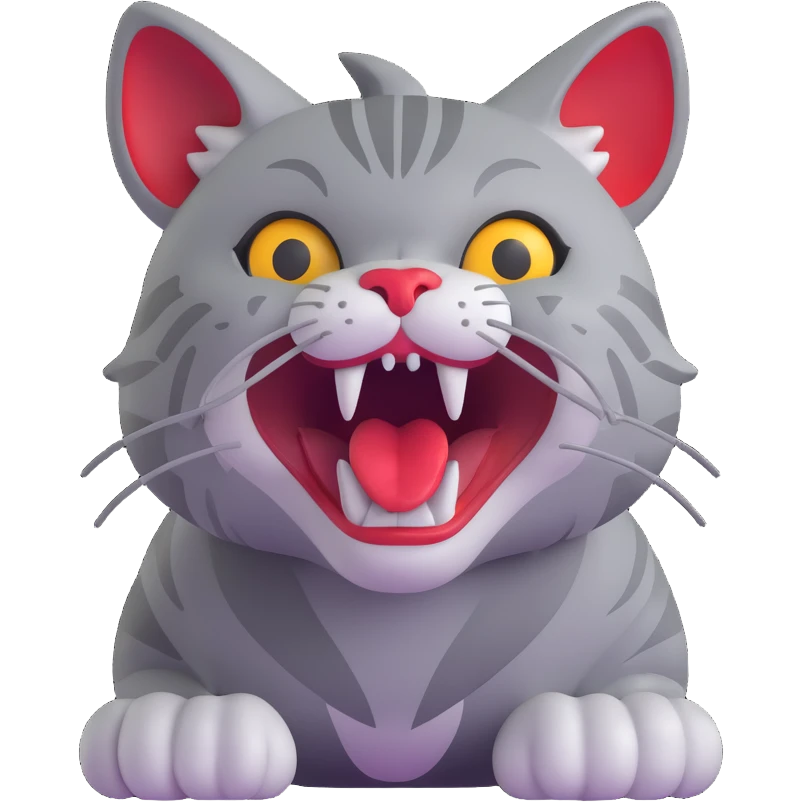 grey wildcat with a red nose and tongue emoji
