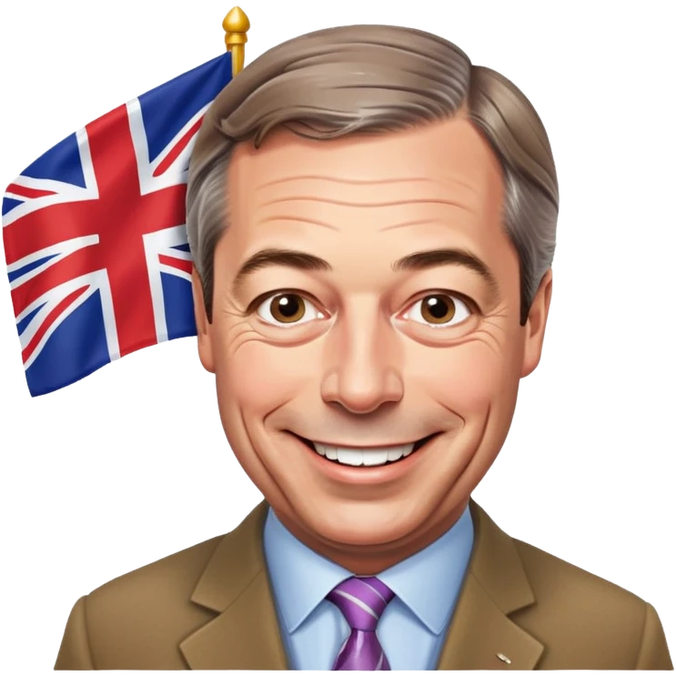 Nigel Farage waving a flag emoji