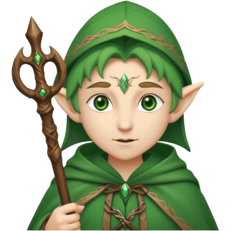 elf, druid, holding a staff emoji