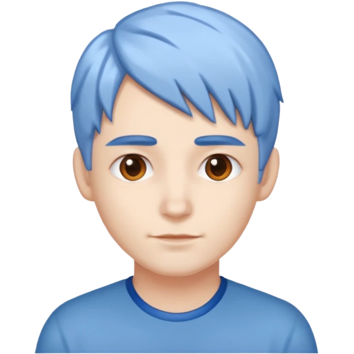 He was born with fair skin and slightly  white and blue hair. emoji