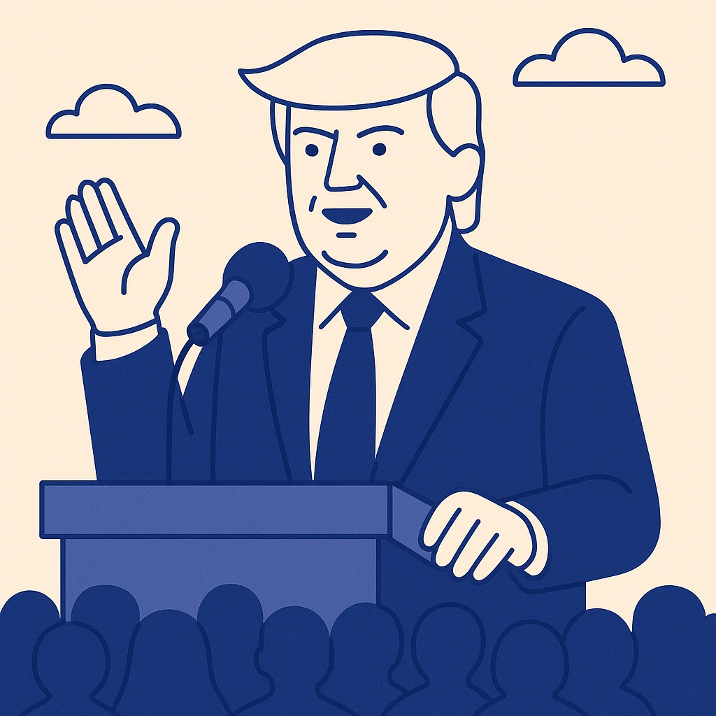 Donald Trump speaking at a rally emoji