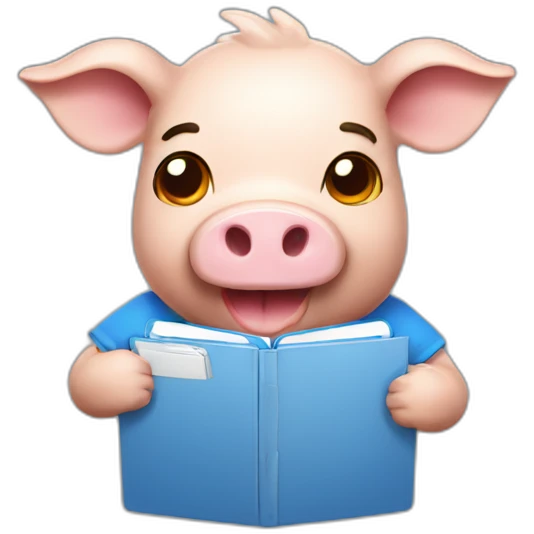 pork with blue shirt and folder on his hand emoji