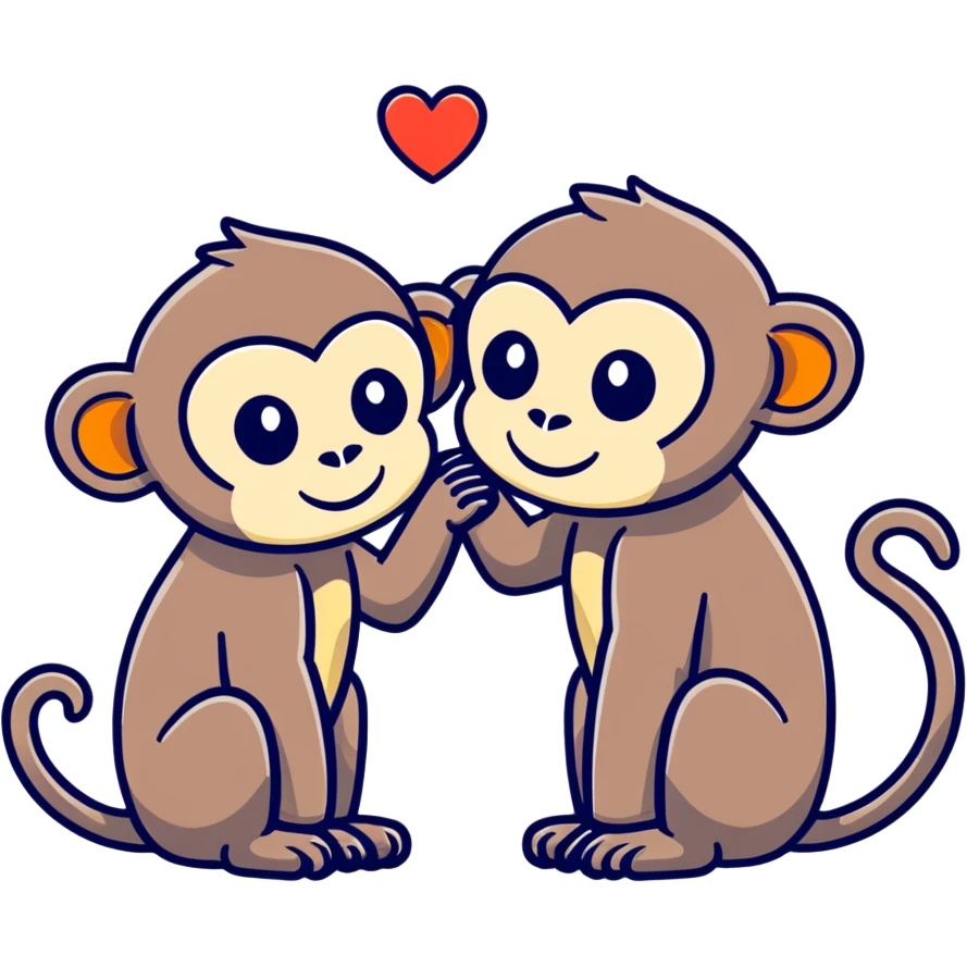 Monkeys kiss emoji