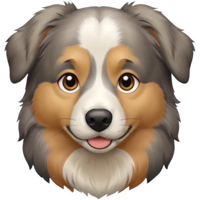 Australian Shepherd golden retriever tan eyebrows around nose and mouth black and grey fur on chest and everywhere else.  emoji