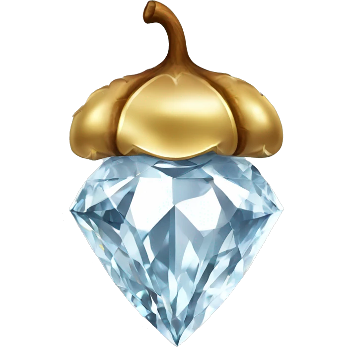 a Diamond Acorn, sparkling cut diamond, with stem of gold emoji
