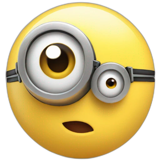 3d sphere with a minion face emoji