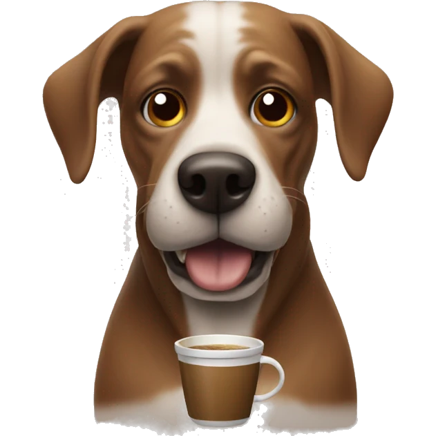 Freaky dog with coffee emoji