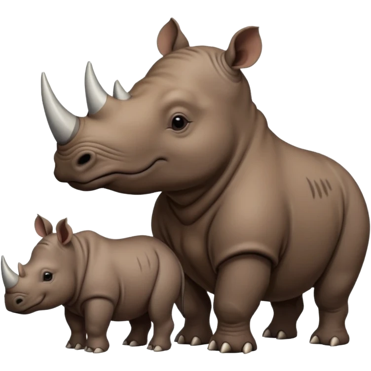 Dad rhino and baby rhino with mama bear and little bear emoji