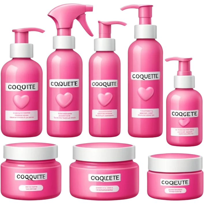 a collection of bright pink soft skincare and coqquette emoji