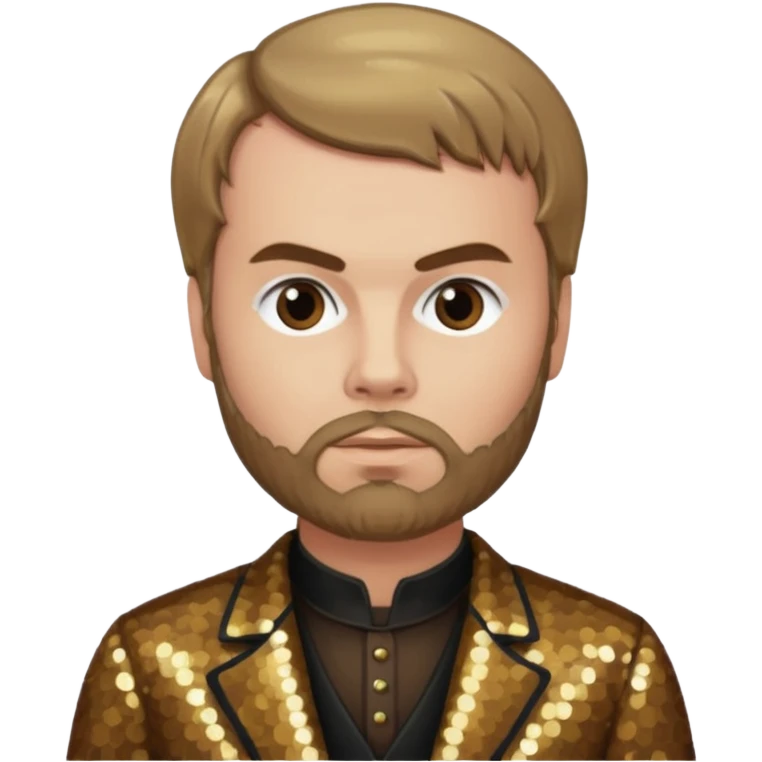 Paul Verlaine with dark blonde hair, bronze sequin outfit  emoji