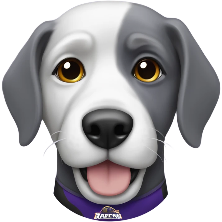 Gray and white dog as a ravens fan  emoji
