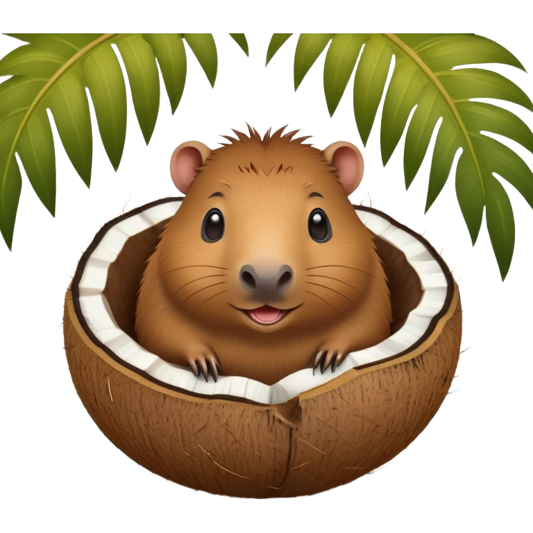 Capybara face on a coconut shell body with tiny legs sticking out emoji