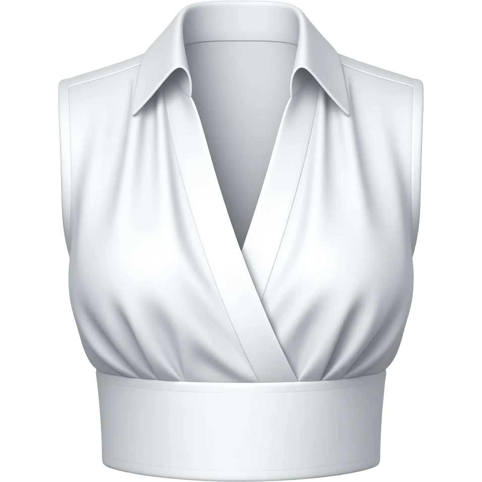 white sleeveless gathered blouse plunging v neck collar less emoji