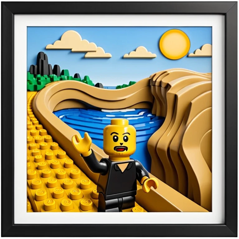 Edvard munch the scream landscape in Lego emoji