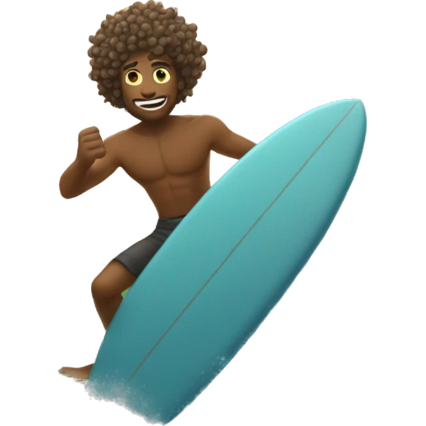 Man with curly hail surfing into the sunset emoji