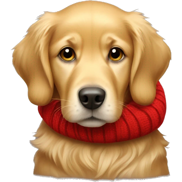 Golden retriever with red sweater emoji
