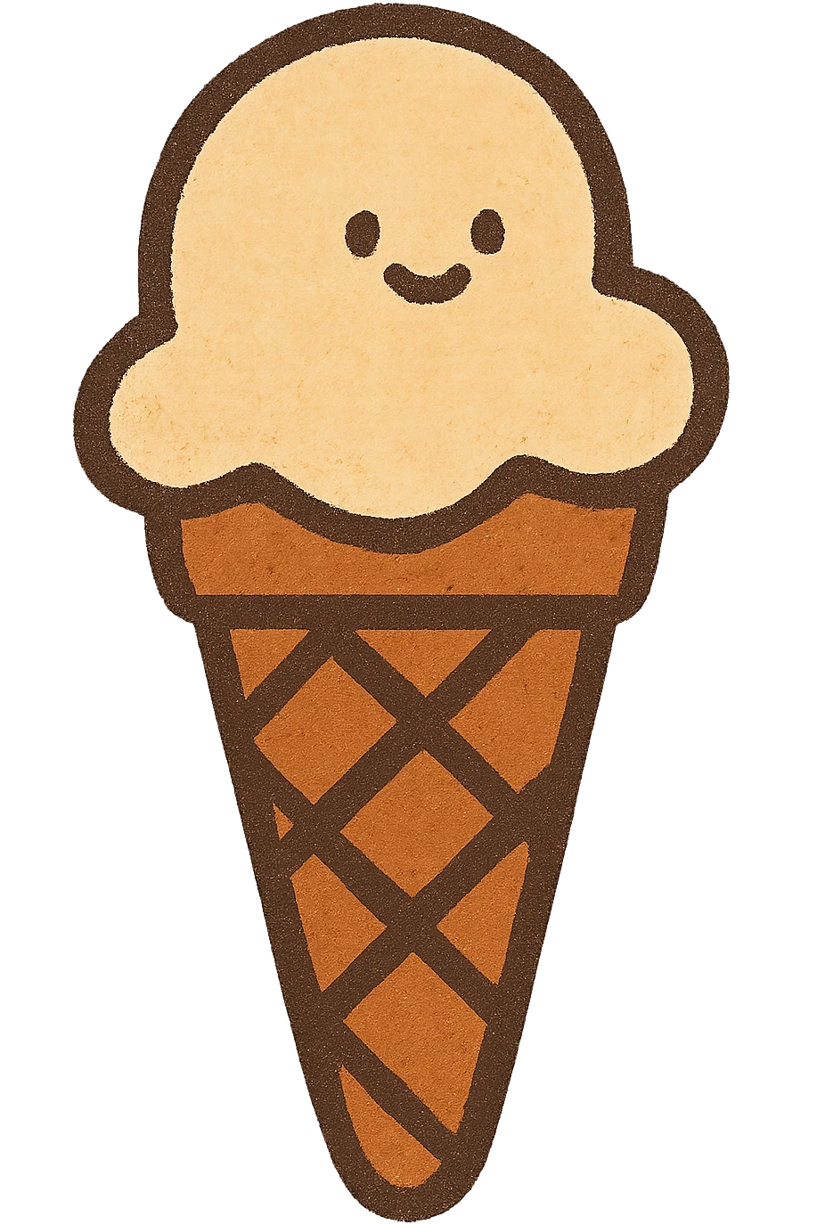 bold icon of an ice cream cone in flat warm colors style emoji
